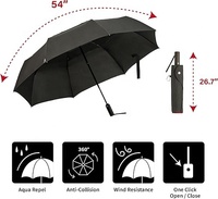 Parapluie de pluie à double ventilation de 54 pouces, coupe-vent robuste avec ouverture automatique, parapluie assez grand pour les voyages en Chine