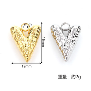 Stainless Steel Hammered Heart Pendant Gold <b>Silver</b> Jewelry Finding For <b>Earrings</b> Sweater <b>Chain</b> Decorative Charm H1442 - Product Image 2