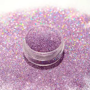 Solvent Resistant Bulk Laser Hexagon Nail Glitter Powder, High Flash Holographic Ultra Fine PET Glitter Powder for cosmetic