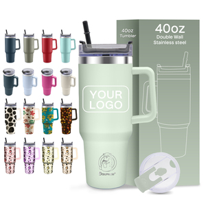 Mug de voyage isotherme portable en acier inoxydable à double paroi, personnalisable, anti-fuite, sans BPA, avec couvercle, 40 oz, vente en gros - Product Image 1