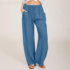 <span class=keywords><strong>Pantaloni</strong></span> larghi larghi da <span class=keywords><strong>donna</strong></span> con elastico a vita lunga Casual da <span class=keywords><strong>donna</strong></span> - Product Image 2