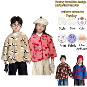 Low Moq Custom Factory Print Graphic Warm Sherpa Autumn Winter Infant <strong>Toddler</strong> Children Boys <strong>Girls</strong> Clothes Kids <strong>Girls</strong> Jacket <strong>Coat</strong> - Product Image 1