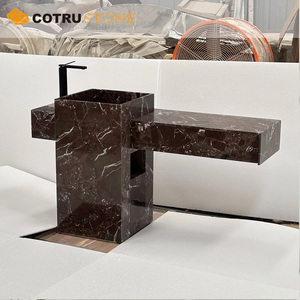<span class=keywords><strong>Lavabo</strong></span> de Baño Rosso Levanto Color Borgoña, <span class=keywords><strong>Lavabo</strong></span> Independiente de Mármol Rojo Natural con Cajón de Madera para Casa o Villa - Product Image 2
