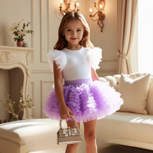 Faldas de <span class=keywords><strong>gasa</strong></span> de princesa de estilo coreano para niñas, vestidos de verano de manga voladora, trajes de estilo occidental para niños, faldas cortas - Product Image 3