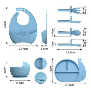 Ensemble d'alimentation fixe en silicone pour bébé résistant à la chaleur motif animal bol assiette bavoir tasse cuillère fourchette pour l'heure du <span class=keywords><strong>repas</strong></span> <span class=keywords><strong>de</strong></span> bébé - Product Image 6