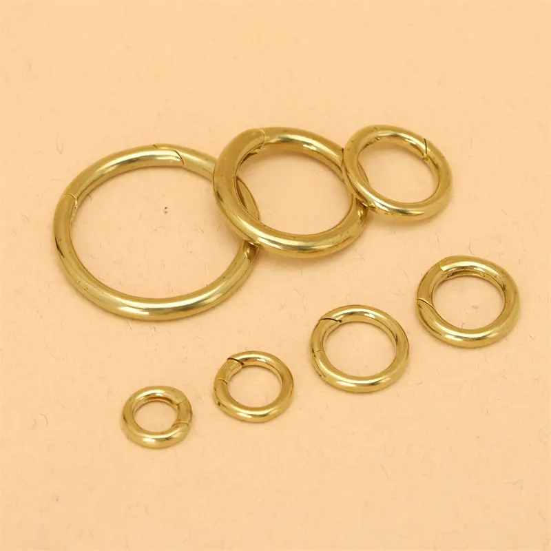 Various Size Options Solid Brass Spring Rings Hot Selling Leather Bag Metal Accessories Snap Gate Circles