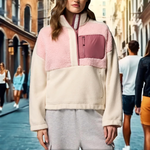 Oem Women's 100% Cotton Boxy Heavy <b>Weight</b> Breathable Lined <b>Stand</b> Collar Zipper-Up Oversized Hoodies Puff Print Winter Autumn - Product Image 2