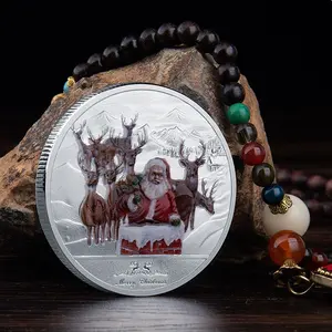 Moneda de metal de recuerdo de hierro en relieve conmemorativa temática de Navidad personalizada moderna