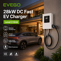EVEGO Nuevo Cargador de CC de Nivel 2 para Vehículos Eléctricos de 28 kW, 240 V, Monofásico, CCS2, Certificado ETL, Cargador de Pared Inteligente para Vehículos Eléctricos 4G