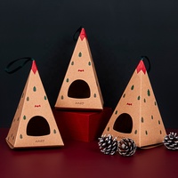 Boîte à bonbons de Noël personnalisée en forme de triangle, en matériaux recyclés, impression quadricolore, papier kraft fait main, pour cadeau alimentaire