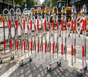 <span class=keywords><strong>Barrière</strong></span> de sécurité extensible robuste - Clôture rétractable en acier inoxydable 304 avec base antidérapante pour la sécurité industrielle et publique - Product Image 5