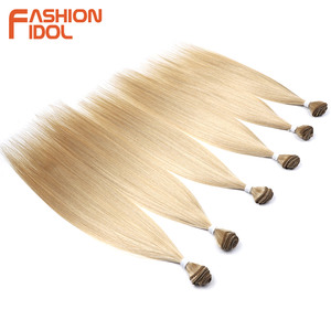 FASHION IDOL 20 22 24 Pouces 300g/6pcs Mèches <span class=keywords><strong>de</strong></span> cheveux synthétiques Yaki Lisses à trame nouée à la main Ombré Blond Toutes Couleurs pour <span class=keywords><strong>Salon</strong></span> - Product Image 4