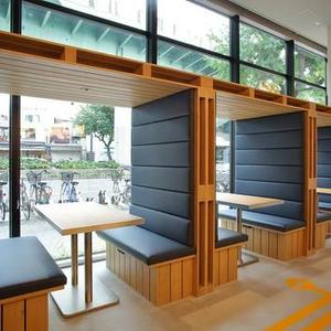 Modern Wood Restaurant Booth Seating Black Upholstered <b>Bench</b> Wood Top/Metal Frame <b>Table</b> <b>Set</b> for Commercial Dining Space 3-Year - Product Image 1