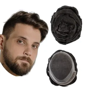 Prix usine Stock 100% Cheveux Humains Mono Base Patch Dentelle Topper Pour Hommes Cheveux Toupet Cheveux Remplacement