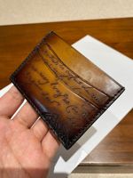 Dompet Kartu Kulit dengan Pewarnaan Vintage Buatan Tangan, Kulit Sapi Kecil Impor, Dilengkapi Cetakan Scritto dan Tas Kartu Retro