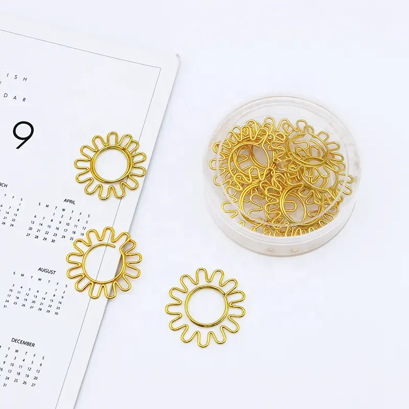 YS1024 Fast Delivery In Stock Sunflower Shaped Bookmark Journal Diary Fashion New Metal Paper Clips