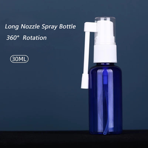 <b>Pink</b> Blue White 40ml Round Shape PET Plastic Liquid Oral Spray <b>Bottle</b> with Long Nozzle Dust Cap Personal Care Packaging 20/410 - Product Image 2