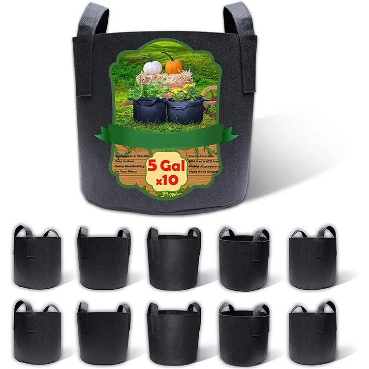 5-Pack 3 5 10 20 25 30 100 Gallon Voelde Groeien Zakken Zware 300G Verdikte Geweven plant Stof Potten Met Handvatten