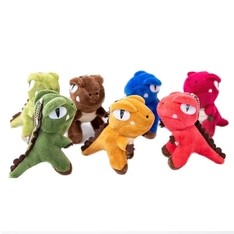 Toptan Mini Tyrannosaurus Rex peluş anahtarlıklar bebek popüler karikatür dinozor çanta asılı peluş bebek kolye ile