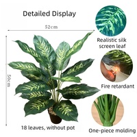 Plantes artificielles en plastique ignifuges, écologiques, résistantes à l'eau, durables, au toucher naturel, Philodendron Selloum 50cm/19.7in