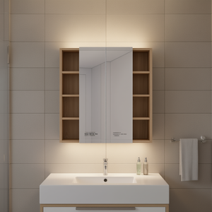 Armario con Espejo para Baño Harbor, Doble Puerta, Marco de Madera, Blanco, 20-29 Pulgadas, Rectangular, para Colgar en la Pared, Diseño Minimalista - Product Image 2