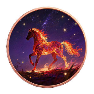 Custom 1 oz 999 Fine <strong>Copper</strong> <strong>Coin</strong> High Relief <strong>Copper</strong> Round Year of the Horse UV Printing Gift Collection Factory Price - Product Image 2