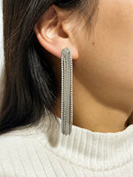 Boucles d'oreilles pendantes longues à pampilles avec accents en zircone, plaquées or 18 carats, tiges en laiton argenté, bijoux élégants de style européen pour femmes