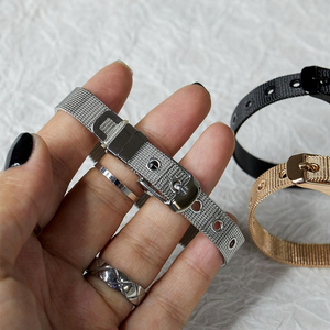 Bracelet à breloques en acier inoxydable pour hommes, maille réglable en métal, bracelet de montre - Product Image 4