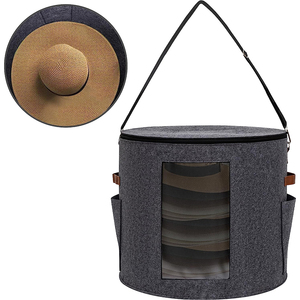 Felt Large Hat Closet Travel Stackable Round Beach Hat Toys Cloth Box Container Cover Pop Up Storage Dust Hat Travel Bag