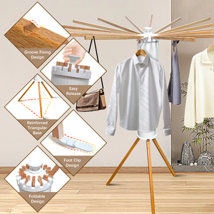 DAYOOH Fabrication directe, cintre à vêtements de haute qualité, support trépied, séchoir à linge <span class=keywords><strong>en</strong></span> bois détachable, séchoir à linge <span class=keywords><strong>en</strong></span> forme de pieuvre - Product Image 2