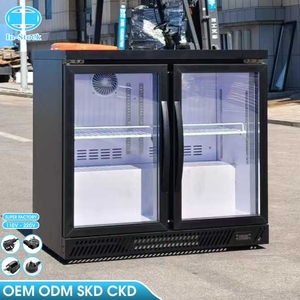 Réfrigérateur commercial vertical à double porte vitrée de 168 L, OEM/ODM, pour boissons, à poser sous comptoir - Product Image 1