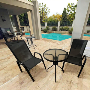 Patio mit hoher Rückenlehne aus verzinktem Stahl Tessin 2x1 Stoff 1 Tisch und 2 Stühle Garden Outdoor Chair - Product Image 4
