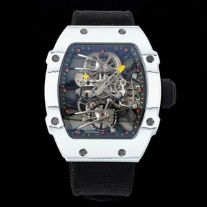 Reloj de pulsera automático mecánico de alta gama para hombre, de cerámica blanca, con forma de tonneau, movimiento esqueletizado, resistente a los golpes, estilo deportivo. - Product Image 1