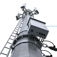Poteau de télécommunication avec transmission d'énergie et câble à fibres optiques
