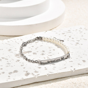 Pulsera Ajustable YF8440 <span class=keywords><strong>de</strong></span> Moda Minimalista con Cadena <span class=keywords><strong>de</strong></span> Perlas <span class=keywords><strong>y</strong></span> Placa Curva Geométrica, Chapada en <span class=keywords><strong>Oro</strong></span> <span class=keywords><strong>de</strong></span> 18K, Acero Inoxidable Impermeable - Product Image 6