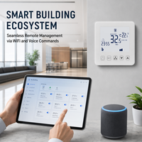 Termostato Inteligente para Habitación con Ventilador y Bobina Tuya Wifi Hysen HY08AC-4, Termostato para Aire Acondicionado Central con Alexa y Google Home