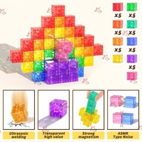Set Kubus Magnet Transparan 3D Tren 2025, Mainan Magnet, Blok Bangunan Magnetik Kuat untuk Anak, Mainan Sensorik Ajaib untuk Anak