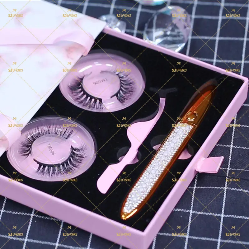 Magnetische Wimpern Russian Volume Extension Look Streifen Wimpern 2 5 Paare 3D Magnetic Eyeliner und Applica tor Lashes Kit