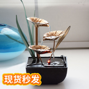 Fontaine d'eau Feng Shui de bureau carrée avec rétroéclairage, modèle de plante fait main, décoration de bureau, cadeau - Product Image 3