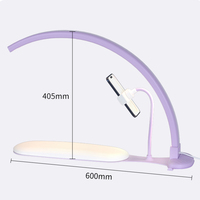 Lampe de table LED 3-en-1 pour ongles, lampe de bureau demi-lune pour technicien(ne) des ongles avec repose-main et support téléphone