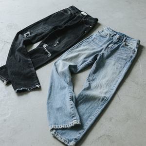 Jeans en denim pour homme sur mesure, design vintage, délavé à l'acide, ourlet brut, pantalon décontracté, denim extensible avec design - Product Image 2