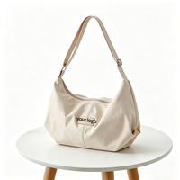 Tas Selempang Hobo Nilon Qetesh Logo Kustom Warna Macaron Tali Dapat Disesuaikan Kapasitas Besar Kasual Wanita Tas Bahu Crossbody