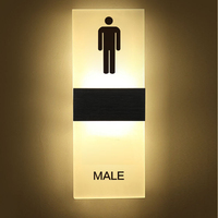 Panneau de toilettes intérieur mural en acrylique éclairé par LED, 40cm x 16cm, étanche IPX5