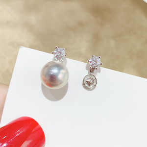 2895 Accessoires de perles DIY Argent S925, Support vide pour boucles d'oreilles avec perles rondes de 6-8mm, Support à six griffes pour bijoux en argent - Product Image 1