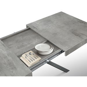 Fulvio Extendable <b>Table</b> 95 To 145 Cm Cement Grey Melamine <b>Top</b> Black Crossed Legs Indoor Use - Product Image 3