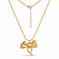 Collier avec pendentif nœud, bijoux à chaîne de perles, collier plaqué or 18 carats, accessoire étanche, bijoux en acier inoxydable 316L