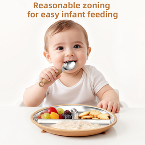 Vente en gros de <span class=keywords><strong>plaque</strong></span> en acier inoxydable 304 de qualité alimentaire pour salle à manger bébé enfants Gel de silice avec aspiration en silicone pour enfants - Product Image 3