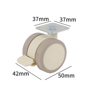 2 Inch Caster Wheels Set of 4, Heavy Duty Casters with Dual <b>Lock</b> Brake, No Noise PU Swivel Plate Wheels for Furniture, Workbench - Product Image 2