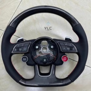 Volante Deportivo de Fondo Plano con Revestimiento de Cuero para Audi <span class=keywords><strong>A6</strong></span> C7 A3 A4 B8 B9 S5 A5 Q5 RS3 RS7 A7 Q7 - Product Image 1