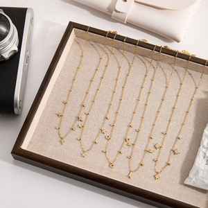 Collier plaqué or, collier ras du <span class=keywords><strong>cou</strong></span> en acier inoxydable, collier avec pendentif croix, bijoux imperméables, collier CZ pour <span class=keywords><strong>femme</strong></span> - Product Image 5